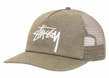 Stussy Mid Depth Big Stock Mesh Snapback Army Green