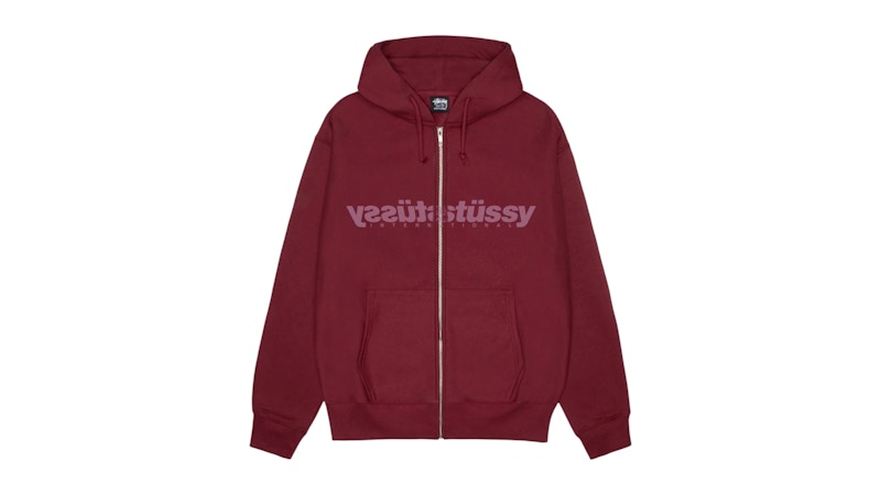 Stussy Mirror Zip Hoodie Wine