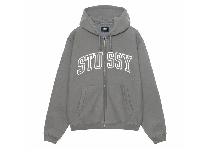 Stussy Outline Zip Hoodie Grey