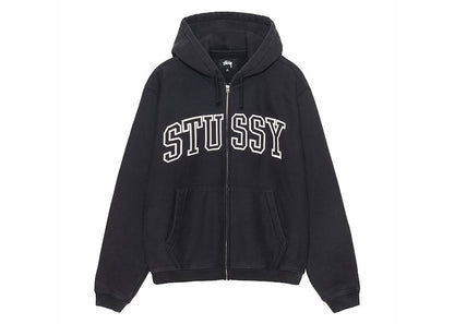 Stussy Outline Zip Hoodie Washed Black