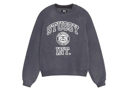 Stussy Overlock Varsity Raglan Crew Washed Black