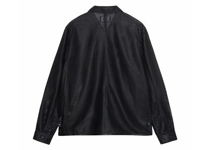 Stussy Perforated Leather Zip Shirt Black
