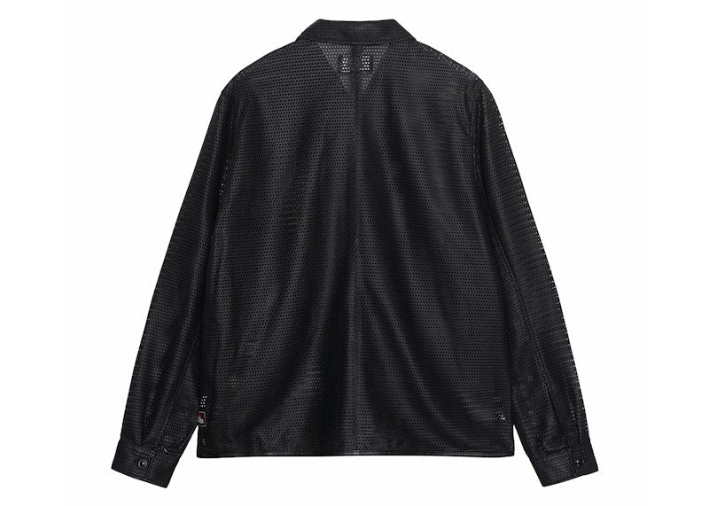 Stussy Perforated Leather Zip Shirt Black