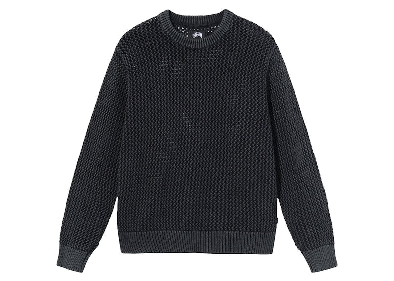 Stussy Pigment Dyed Loose Gauge Sweater Black