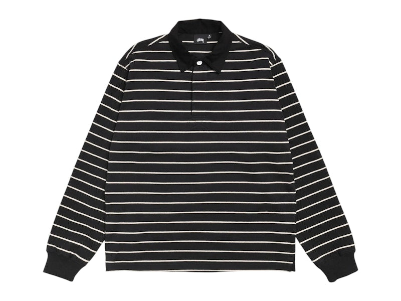 Stussy Pin Striped Rugby Black