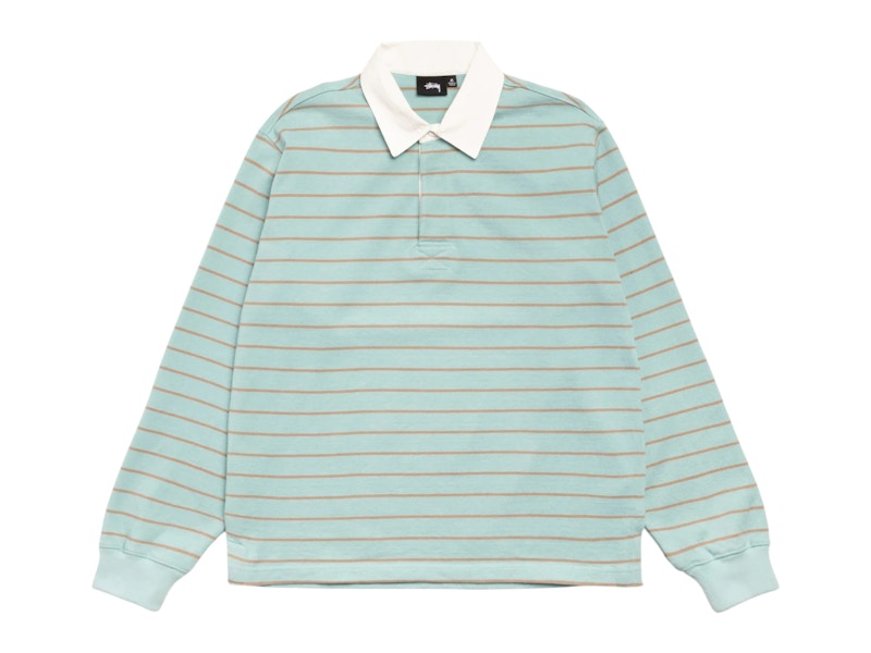 Stussy Pin Striped Rugby Blue