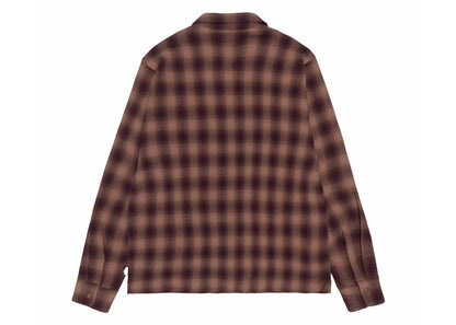 Stussy Plaid Twisted Yarn Zip Shirt Brown