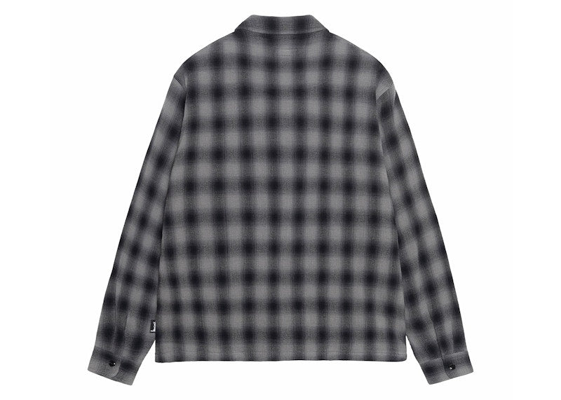 Stussy Plaid Twisted Yarn Zip Shirt Charcoal