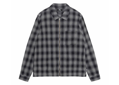 Stussy Plaid Twisted Yarn Zip Shirt Charcoal