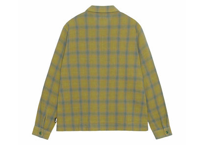 Stussy Plaid Twisted Yarn Zip Shirt Green