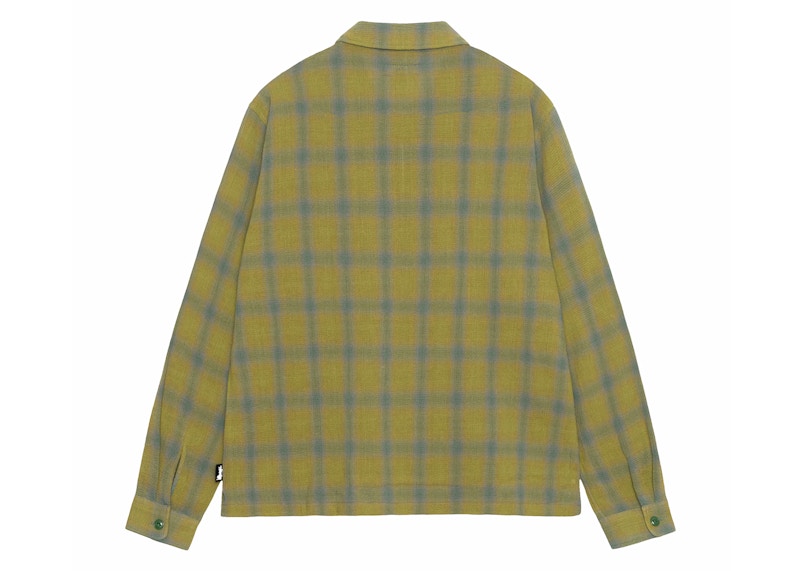 Stussy Plaid Twisted Yarn Zip Shirt Green