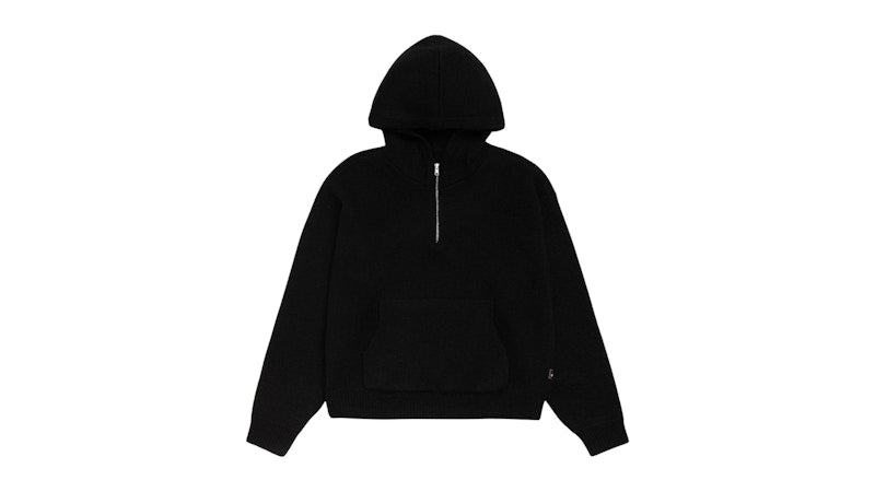 Stussy Quarter Zip Knit Hoodie Black