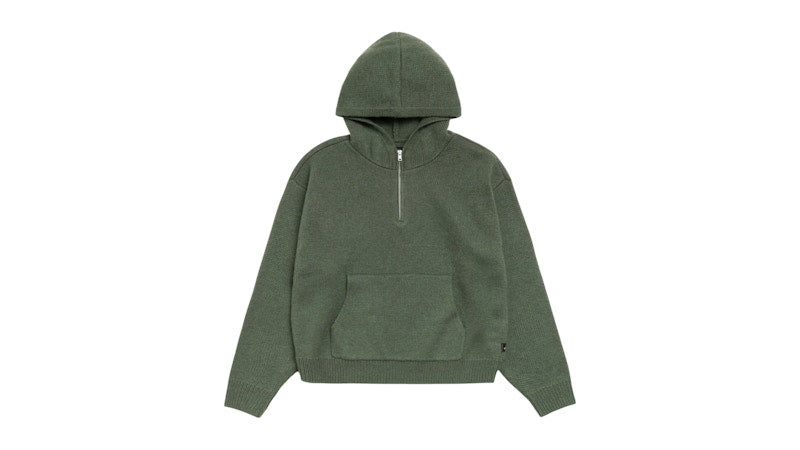 Stussy Quarter Zip Knit Hoodie Green