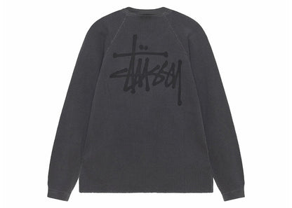 Stussy Raglan Thermal L/S Crew Washed Black