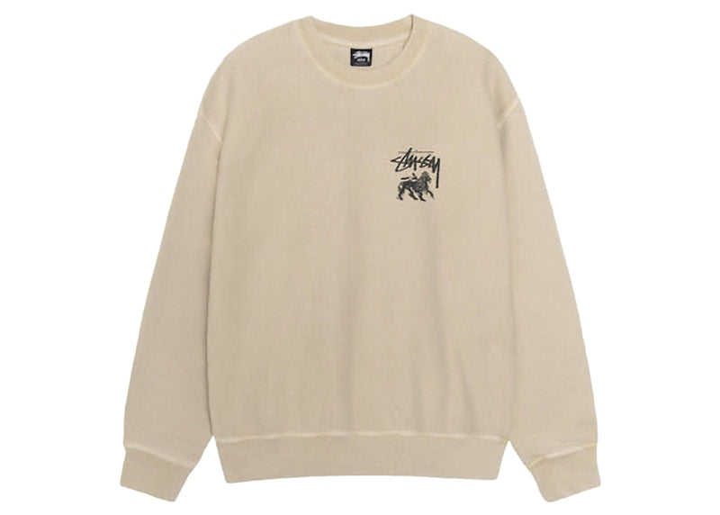 Stussy Rasta Lion Pigment Dyed Crew Khaki