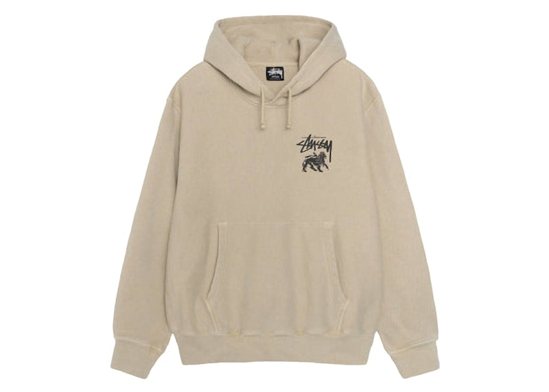 Stussy Rasta Lion Pigment Dyed Hoodie Khaki