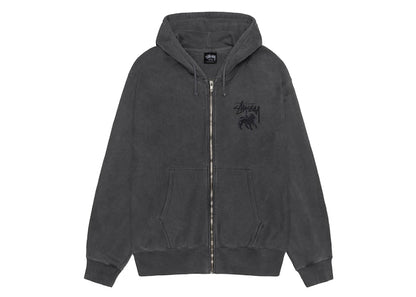 Stussy Rasta Lion Zip Pigment Dyed Hoodie Black