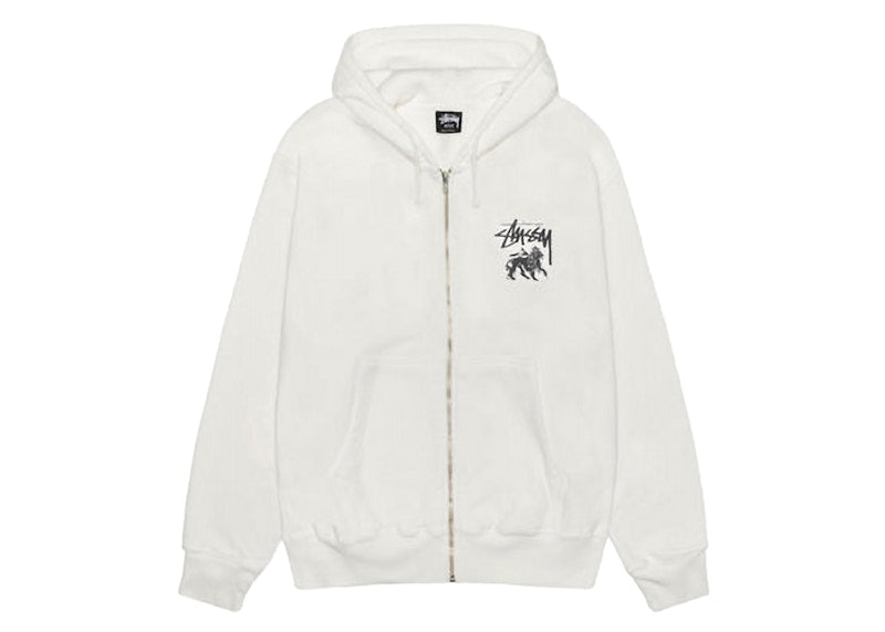Stussy Rasta Lion Zip Pigment Dyed Hoodie Natural