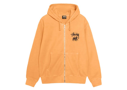 Stussy Rasta Lion Zip Pigment Dyed Hoodie Orange