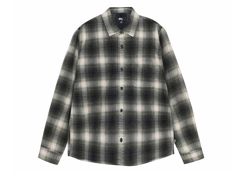 Stussy Rocco Flannel Plaid Shirt Grey