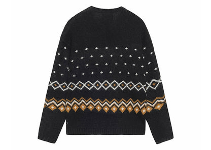 Stussy Roll Neck Fairisle Sweater Charcoal