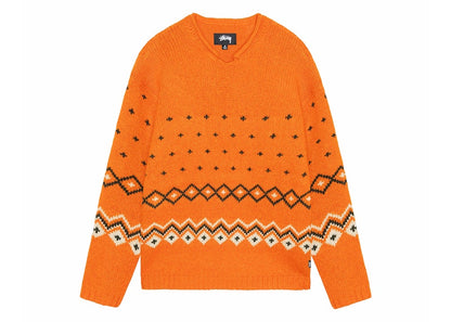 Stussy Roll Neck Fairisle Sweater Orange