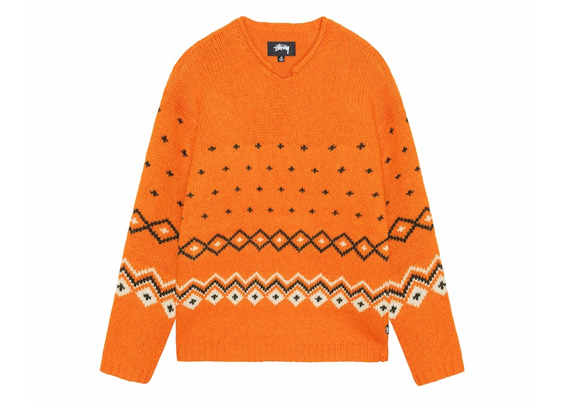 Stussy Roll Neck Fairisle Sweater Orange