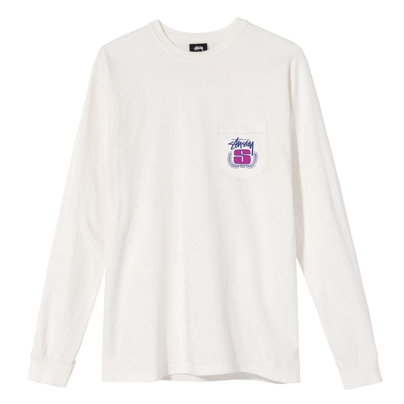 Stussy S Wreath Dyed Pocket L/S T-shirt Natural