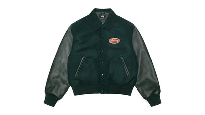 Stussy Script Oval Varsity Jacket Green