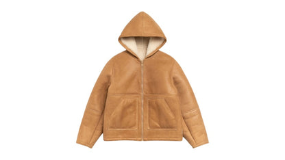 Stussy Shearling Hooded Jacket Tan