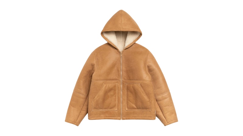 Stussy Shearling Hooded Jacket Tan