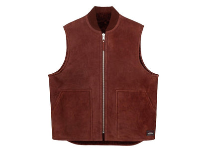 Stussy Shearling Workgear Vest Burgundy