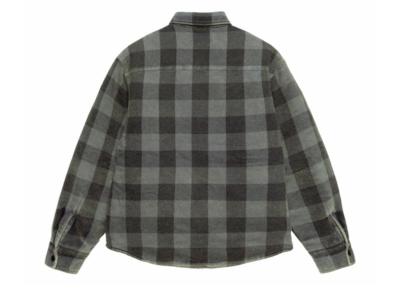 Stussy Sherpa Lined Buffalo Plaid Shirt Grey
