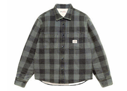 Stussy Sherpa Lined Buffalo Plaid Shirt Grey