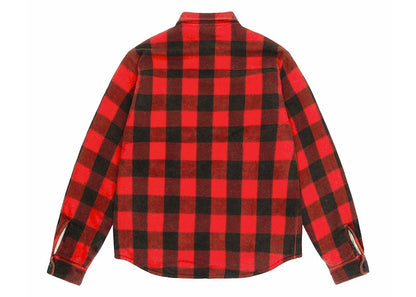 Stussy Sherpa Lined Buffalo Plaid Shirt Red