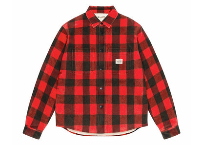 Stussy Sherpa Lined Buffalo Plaid Shirt Red