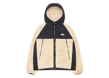 Stussy Sherpa Paneled Hooded Jacket Beige