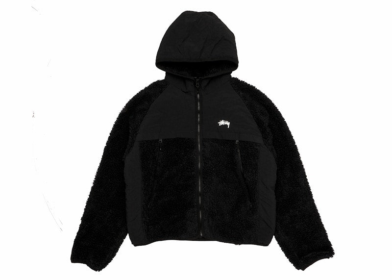 Stussy Sherpa Paneled Hooded Jacket Black