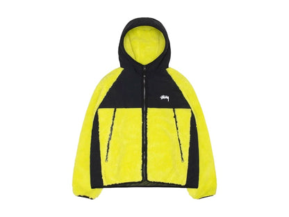 Stussy Sherpa Paneled Hooded Jacket Lime