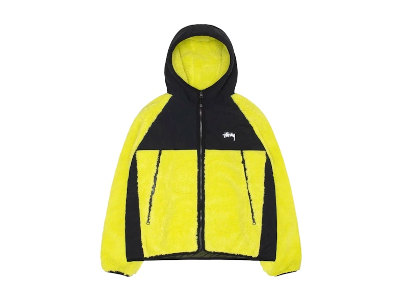 Stussy Sherpa Paneled Hooded Jacket Lime
