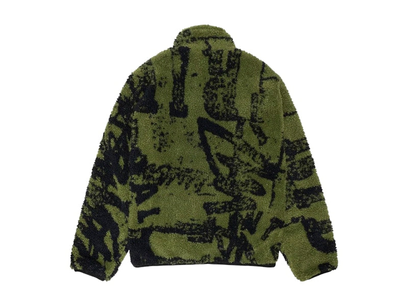 Stussy Sherpa Reversible Stamp Jacket Green