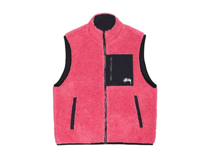 Stussy Sherpa Reversible Vest Pink