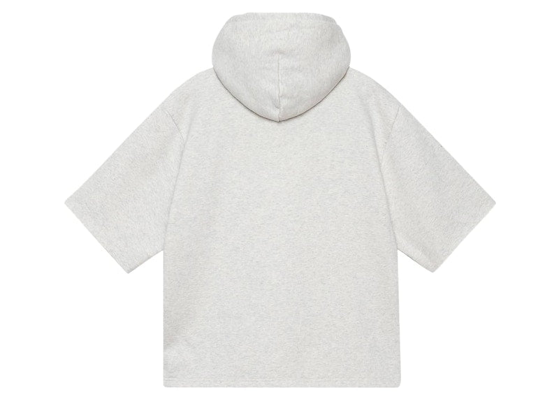 Stussy Short-Sleeve Boxy Cropped Hoodie Ash Heather