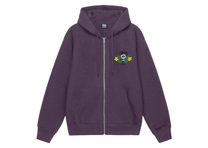 Stussy Skull Crest Zip Hoodie Grape
