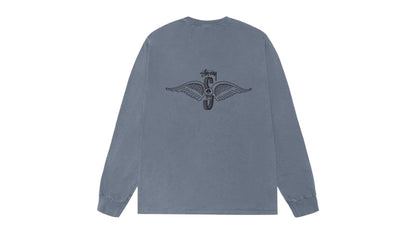 Stussy Skull Wings L/S Pigment Dyed Tee Navy