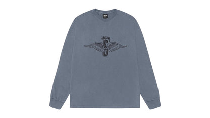 Stussy Skull Wings L/S Pigment Dyed Tee Navy