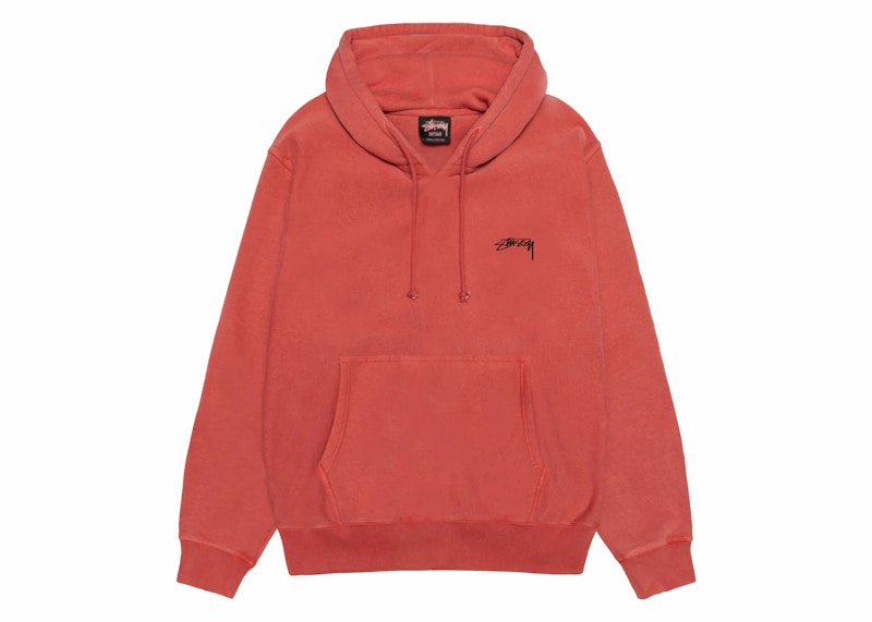 Stussy Smooth Stock Pigment Dyed Hoodie Guava