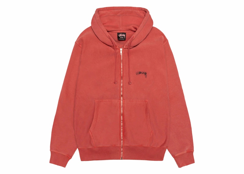 Stussy Smooth Stock Pigment Dyed Zip Hoodie Guava