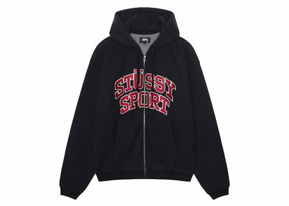 Stussy Sport Zip Hoodie Washed Black