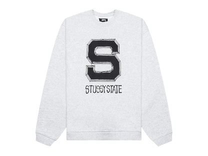 Stussy State Crew Hoodie Ash Heather